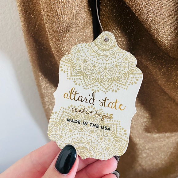 Altar’d State Gold Glitter Dress NEW - Picture 5 of 6